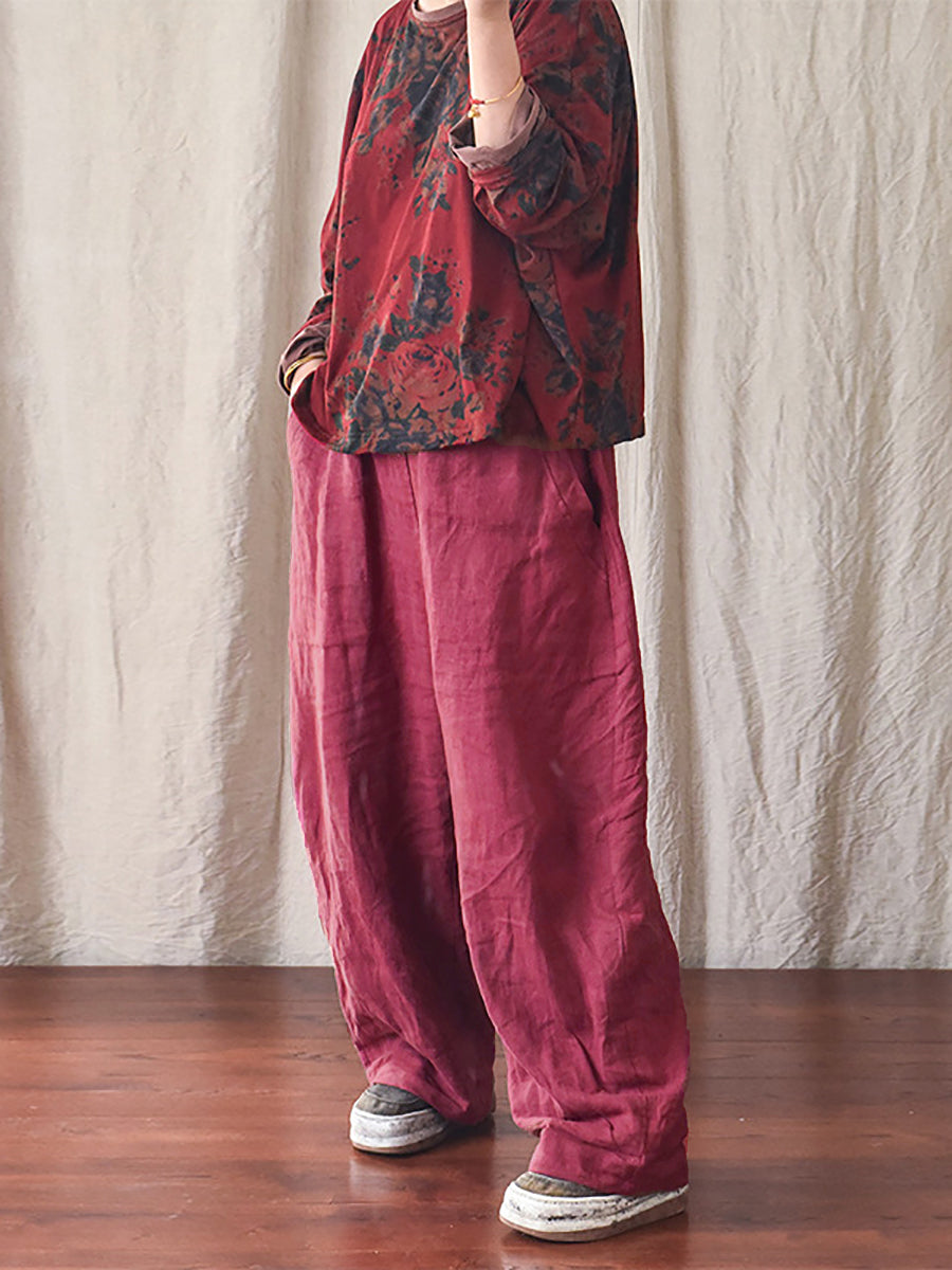 Women's Linen Pants - Plus Size, Elastic Waist, Pockets - Comfortable & Stylish - Brand Name - 4