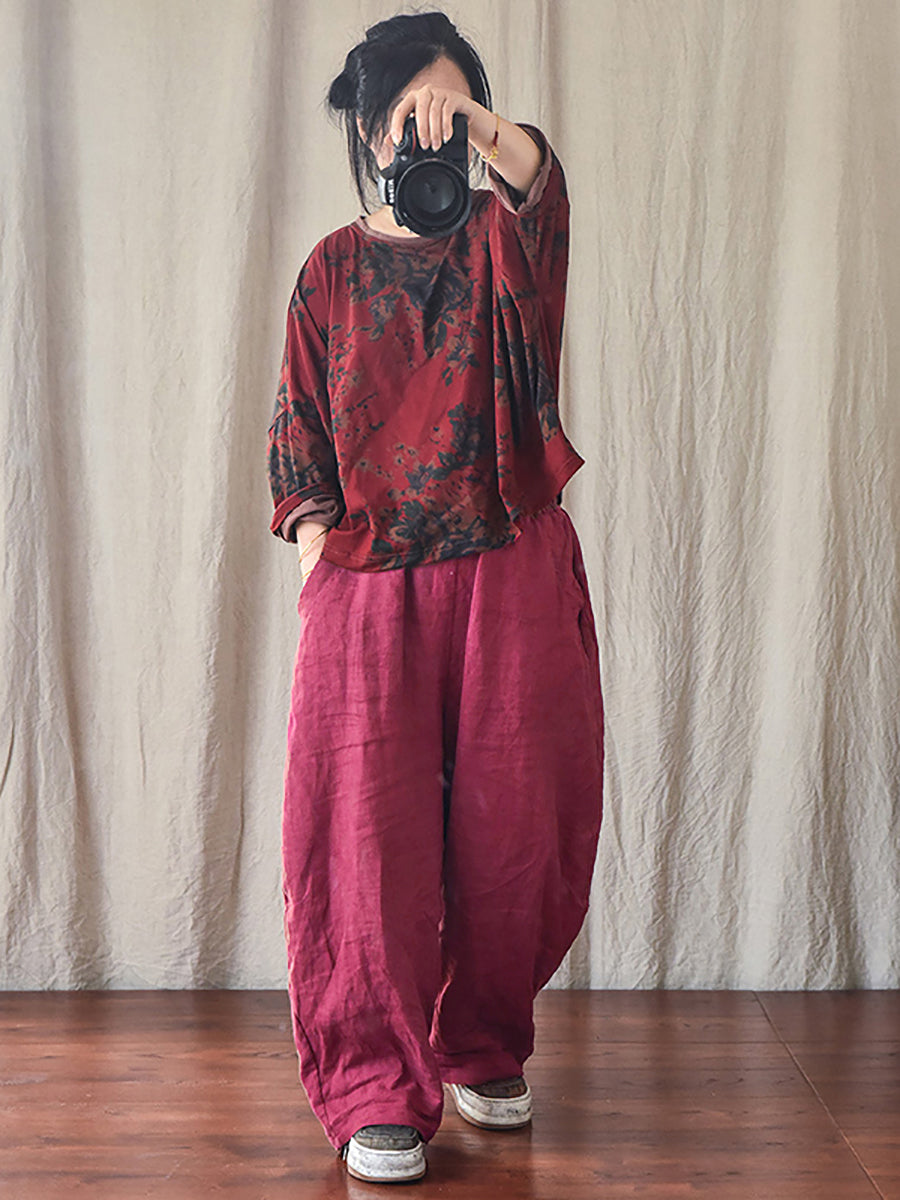 Women's Linen Pants - Plus Size, Elastic Waist, Pockets - Comfortable & Stylish - Brand Name - 6