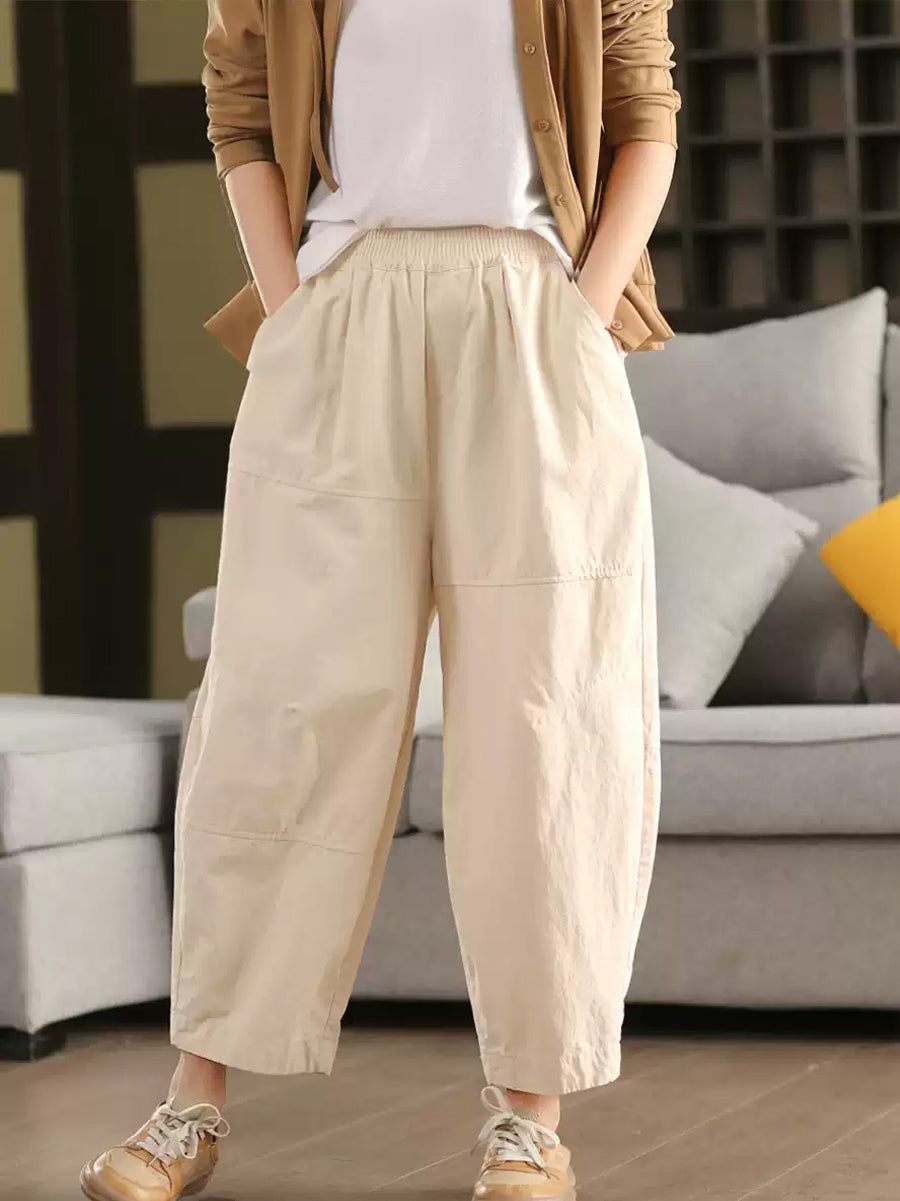 Harem Pants Women - Plus Size, 100% Cotton, Elastic Waist - Casual Spring Style by [Brand Name] - 4