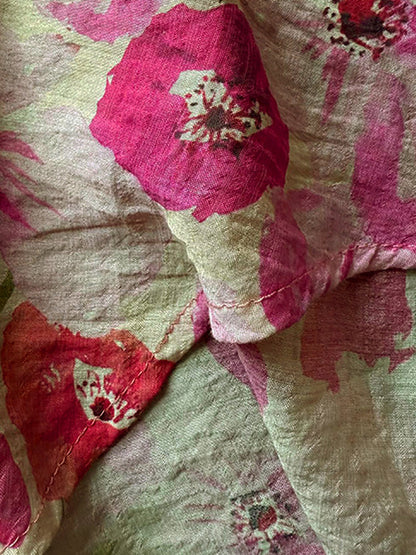 Women's Plus Size Shirt - Artsy Flower Design, Classic Turn-Down Collar, Full Sleeves - Stylish Spring/Summer Wear - 7