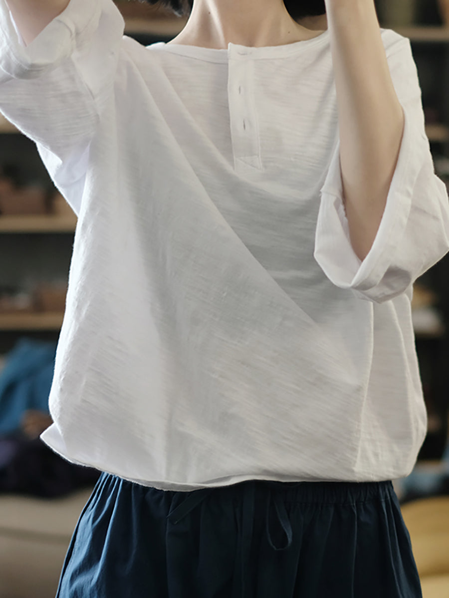 Women's Shirt - Plus Size Casual O-Neck, 100% Cotton Half Sleeve, Stylish Summer Top - Brand - 2