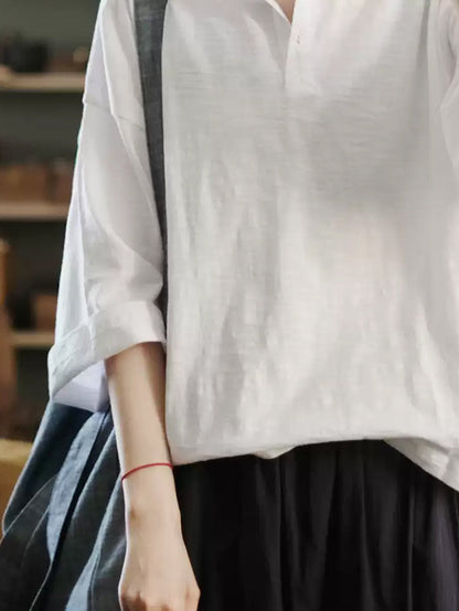 Women's Shirt - Plus Size Casual O-Neck, 100% Cotton Half Sleeve, Stylish Summer Top - Brand - 3