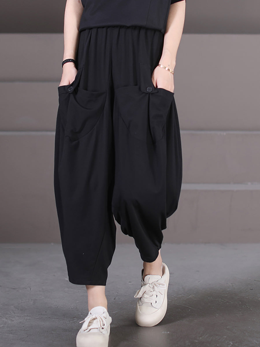 Plus Size Harem Pants for Women, Breathable Fabric, Elastic Waist, A-Line Silhouette - Casual Style by [Brand Name] - 1