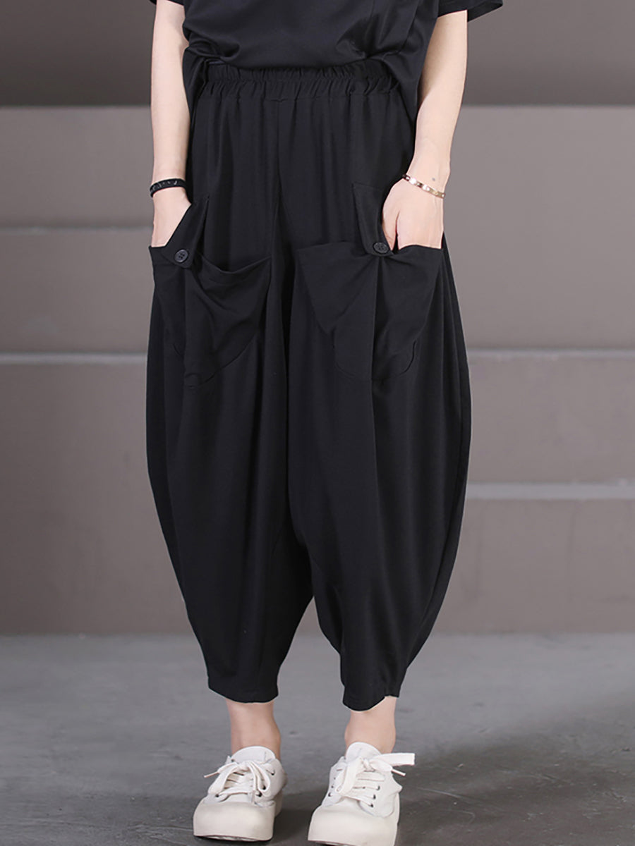 Plus Size Harem Pants for Women, Breathable Fabric, Elastic Waist, A-Line Silhouette - Casual Style by [Brand Name] - 2