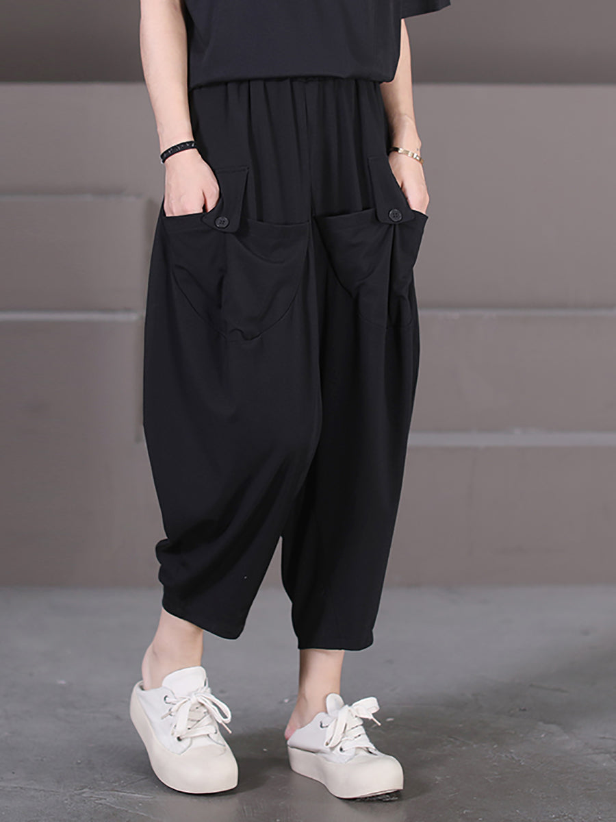 Plus Size Harem Pants for Women, Breathable Fabric, Elastic Waist, A-Line Silhouette - Casual Style by [Brand Name] - 3