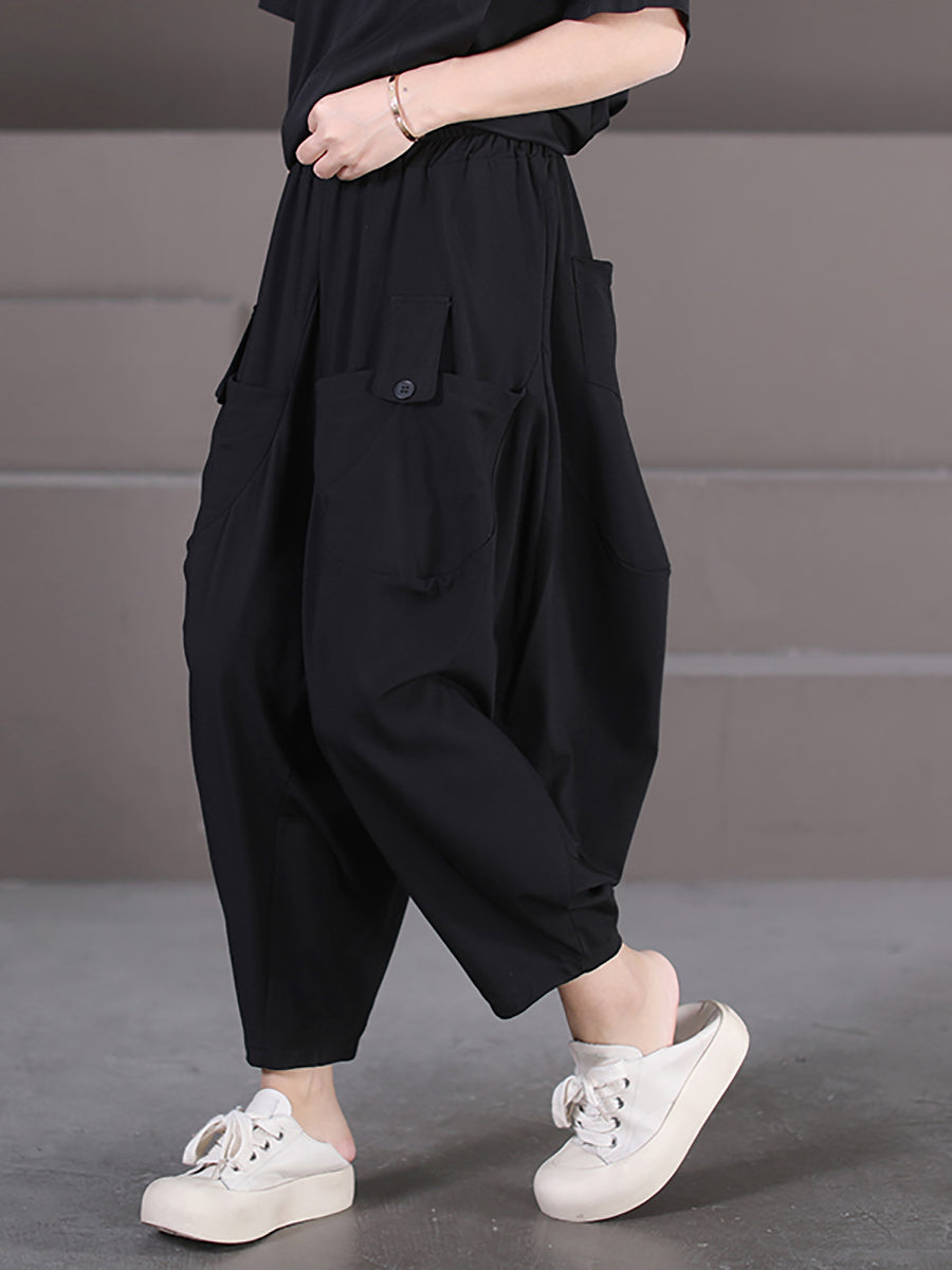 Plus Size Harem Pants for Women, Breathable Fabric, Elastic Waist, A-Line Silhouette - Casual Style by [Brand Name] - 4
