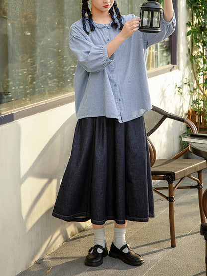 Women's Shirt Plus Size Cotton Top with Lace Collar and Raglan Sleeves - Summer Style - Brand Name - 7