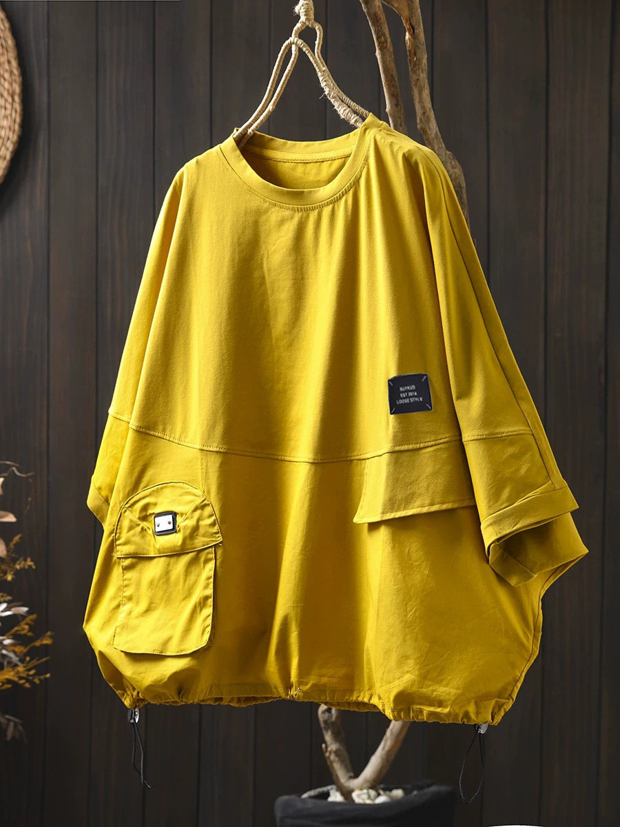 Women's Shirt Plus Size Cotton O-Neck Full Sleeve Retro Style - Comfortable Casual Top - Brand Name - 3