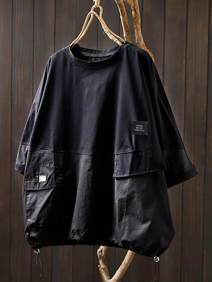 Women's Shirt Plus Size Cotton O-Neck Full Sleeve Retro Style - Comfortable Casual Top - Brand Name - 9