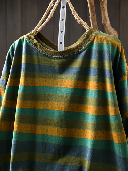 Plus Size Shirt for Women - Retro Colorblock Design, Short Sleeve, 100% Cotton - Summer Top - 4