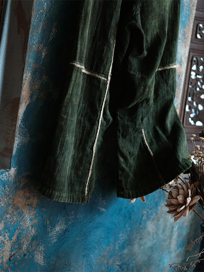 Women's Wide Leg Pants, Cotton, Elastic Waist, Spliced Pattern, Pockets - Brand Name - 5