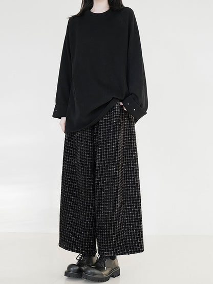 Plus Size Fleece-Lined Straight Pants, Vintage Plaid, Elastic Waist, Ankle Length - Women's Retro Style - 2