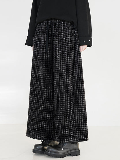 Plus Size Fleece-Lined Straight Pants, Vintage Plaid, Elastic Waist, Ankle Length - Women's Retro Style - 3