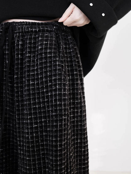 Plus Size Fleece-Lined Straight Pants, Vintage Plaid, Elastic Waist, Ankle Length - Women's Retro Style - 5