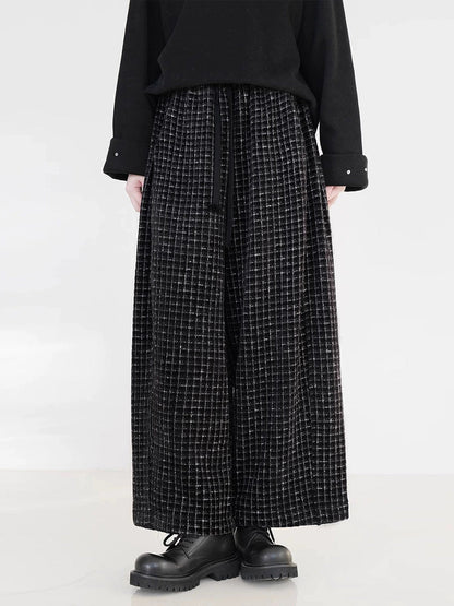 Plus Size Fleece-Lined Straight Pants, Vintage Plaid, Elastic Waist, Ankle Length - Women's Retro Style - 7