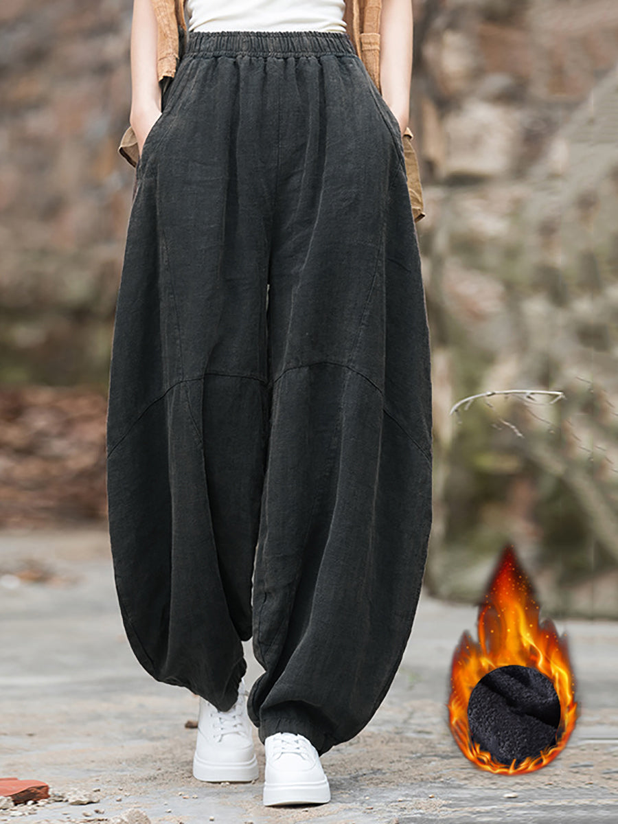 Harem Pants for Women - Plus Size, Fleece-Lined, Elastic Waist - Retro Style by [Brand Name] - 1