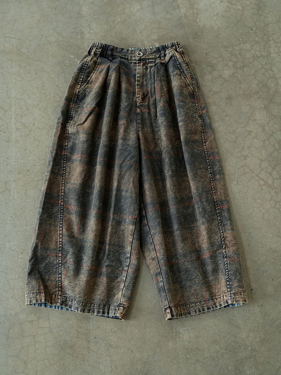 Wide Leg Pants Women - Retro Flower Design, Elastic Waist, Comfortable Fit - Brand Name - 9