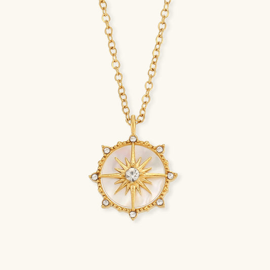 Polaris Gold Necklace with Diamond Simulants – Waterproof 18K Gold Pendant 0
