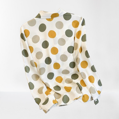 Womens Polka Dot Button-Up Shirt, Lightweight Long Sleeve Blouse for Casual Wear 2