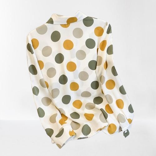 Womens Polka Dot Button-Up Shirt, Lightweight Long Sleeve Blouse for Casual Wear 2