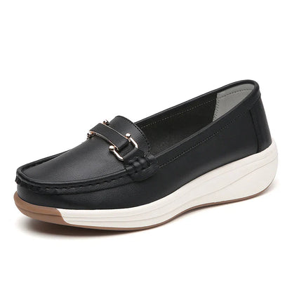 Women's Leather Platform Orthopedic Comfort Loafers – back view | Hensley London
