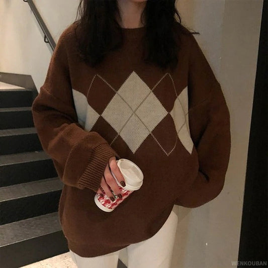 Preppy Style Loose and Oversized Winter Knitted Sweaters 0