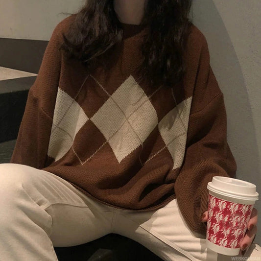 Preppy Style Loose and Oversized Winter Knitted Sweaters 1