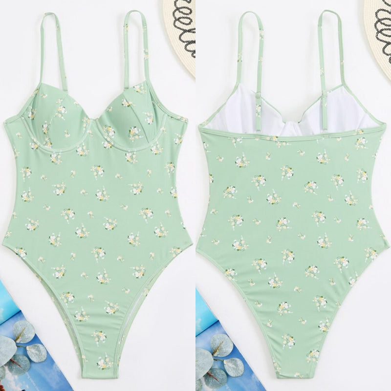 Poppy Women's One Piece Swimsuit | Floral Print, High-Cut Design