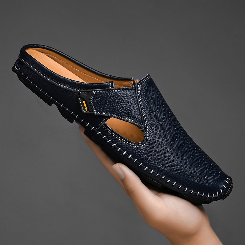 Men's Genuine Leather Sandals – front view | Hensley London