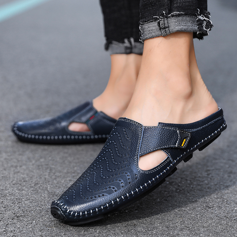 Men's Genuine Leather Sandals – side view | Hensley London