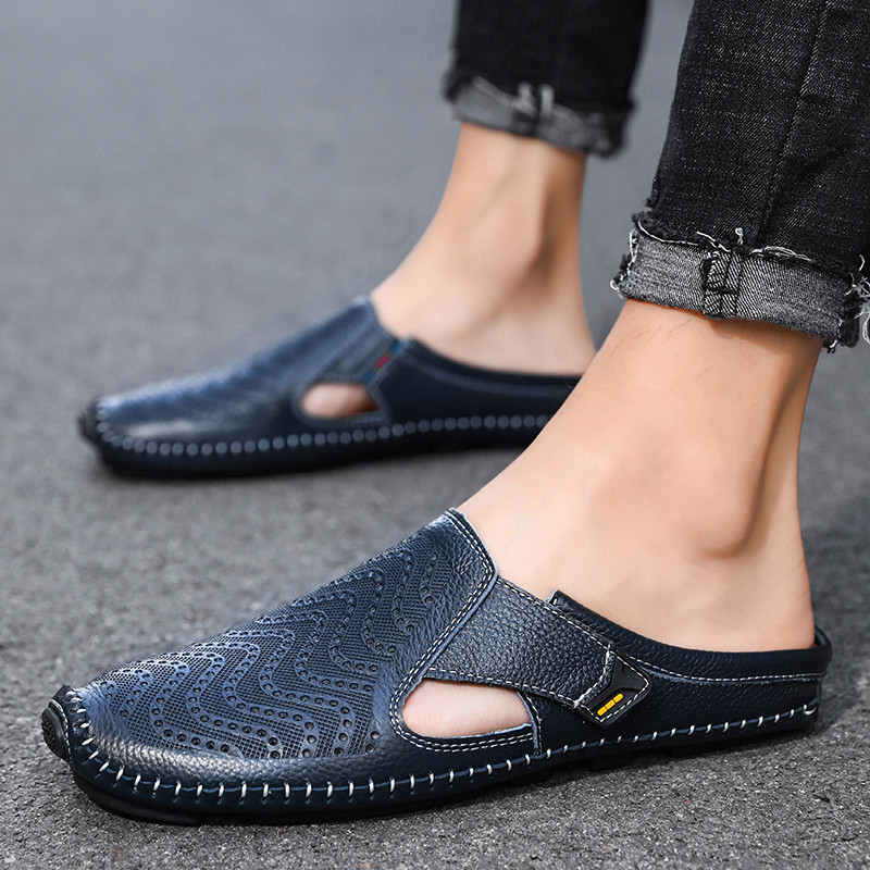 Men's Genuine Leather Sandals – detail view | Hensley London