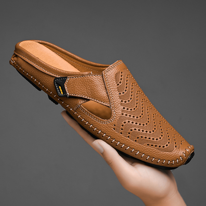 Men's Genuine Leather Sandals – back view | Hensley London