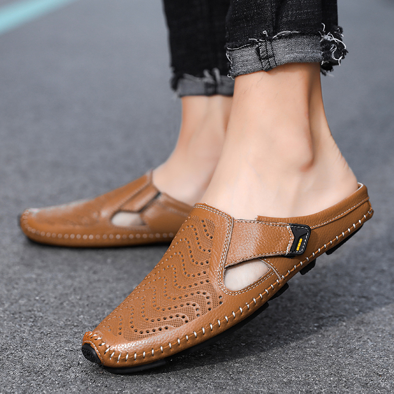Men's Genuine Leather Sandals – top view | Hensley London