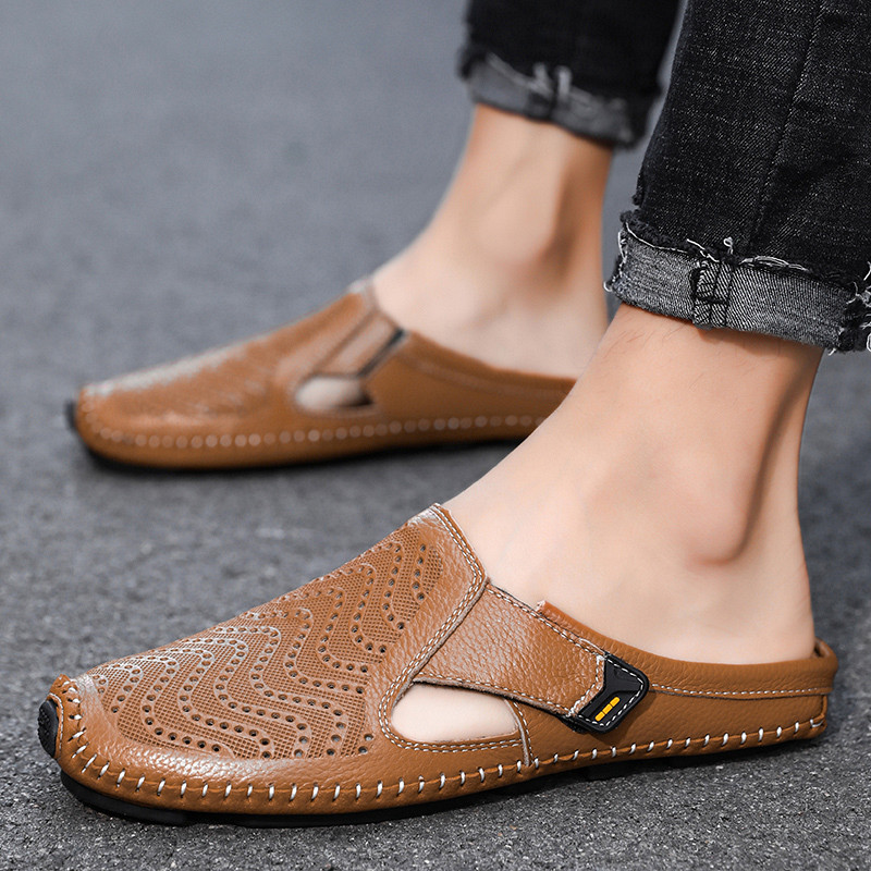 Men's Genuine Leather Sandals – angle view | Hensley London
