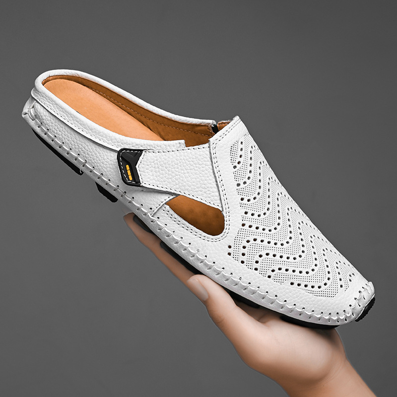 Men's Genuine Leather Sandals – close-up view | Hensley London