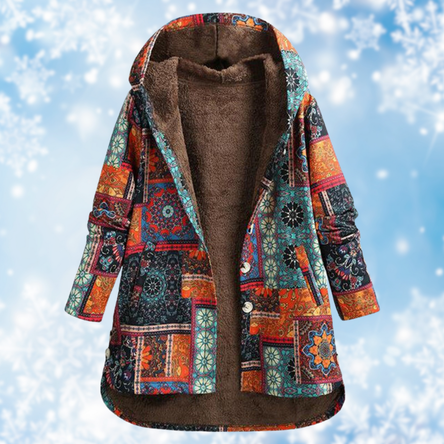 Women's Hooded Jacket Floral Print Cotton - 4