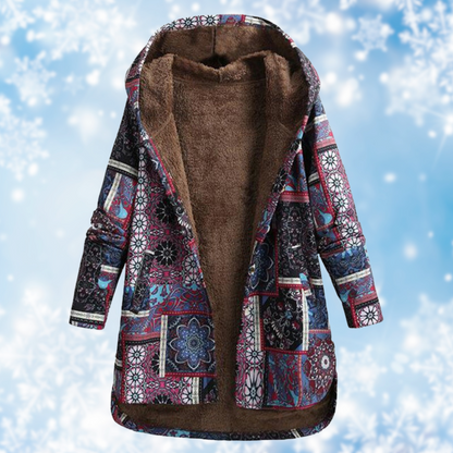 Women's Hooded Jacket Floral Print Cotton - 5