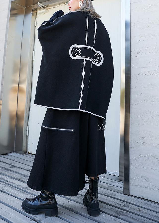 Women's Plus Size Blouse Black Print Knit Batwing Sleeve - 4