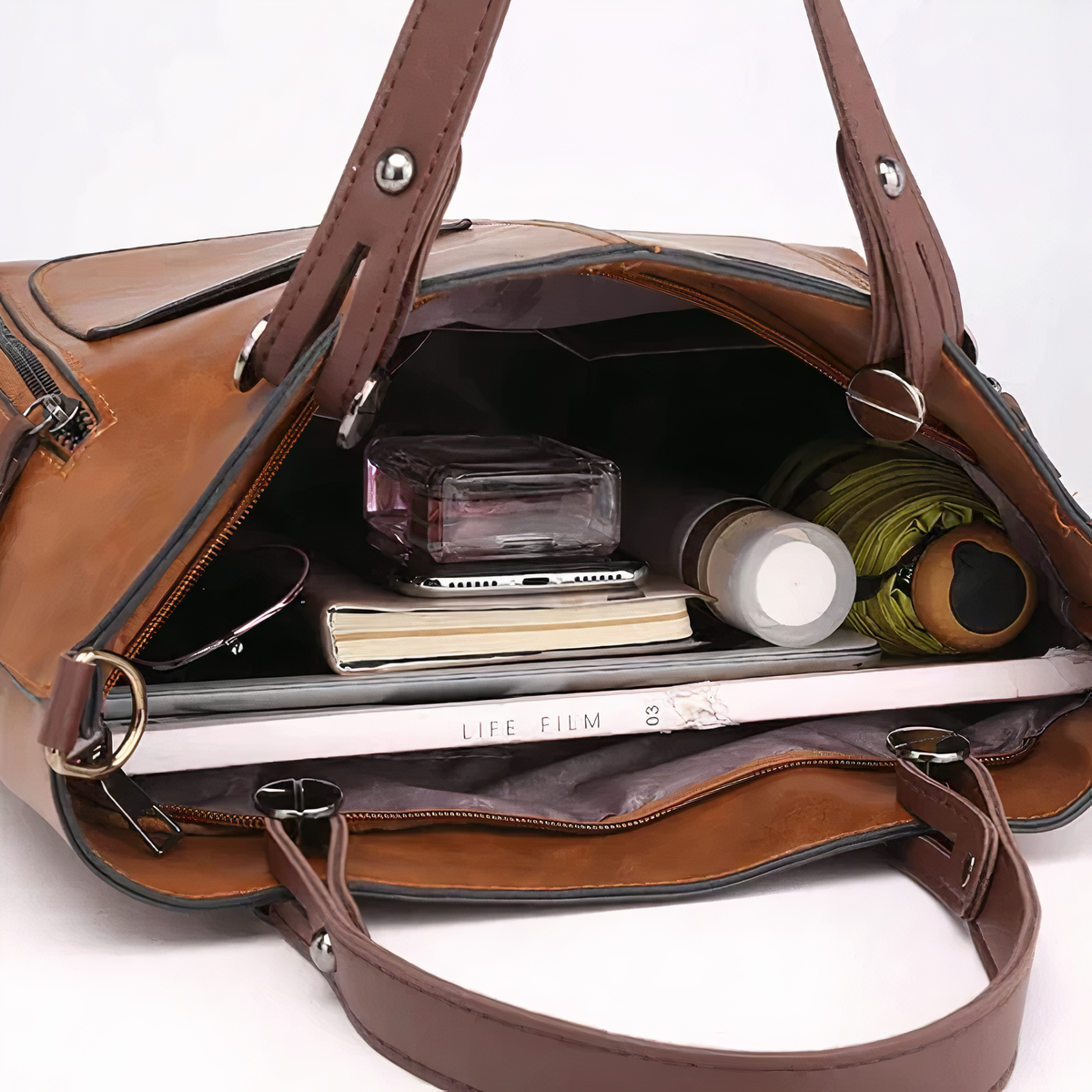 Women's Shoulder Bag Black Medium Leather-3
