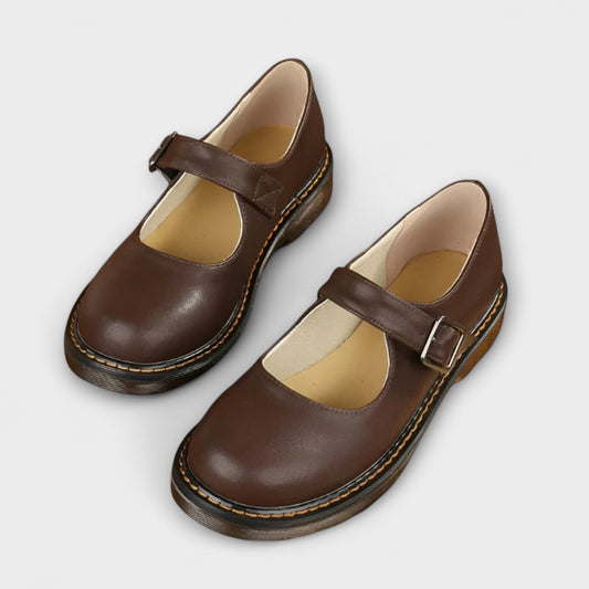 Orthopaedic Mary Jane Flats for Women | Comfortable Walking Shoes with Arch Support and Cushioned Insole | Black and Brown