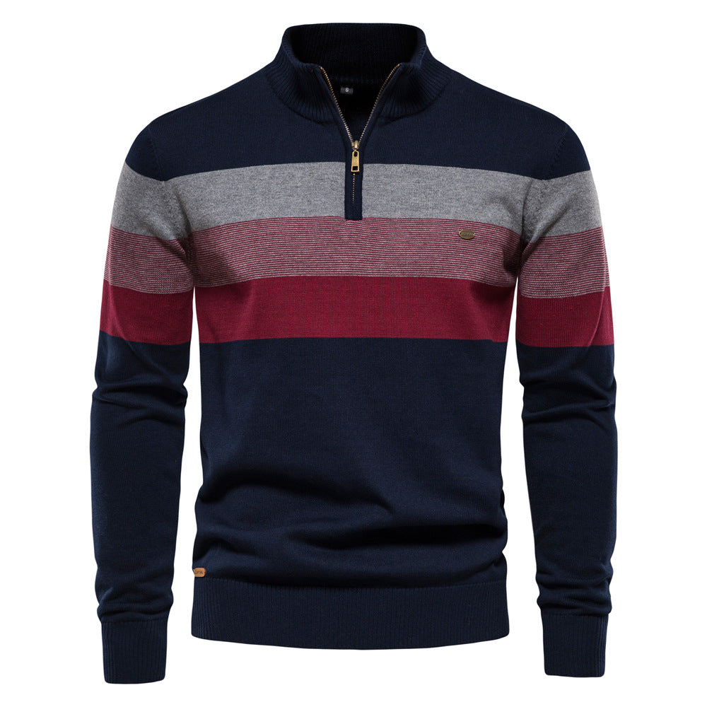 Men's Cotton Half-Zip Sweater – front view | Hensley London