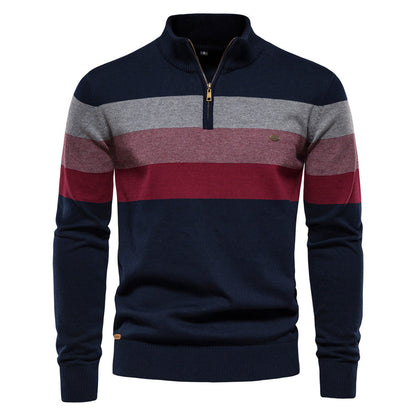 Men's Cotton Half-Zip Sweater – front view | Hensley London