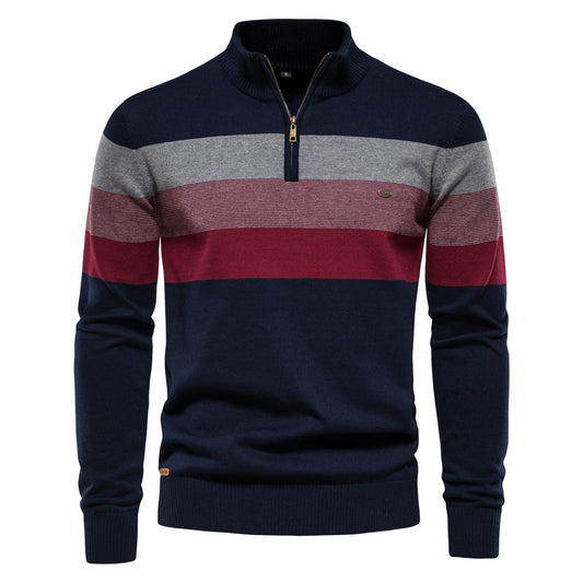 Men's Cotton Half-Zip Sweater – front view | Hensley London