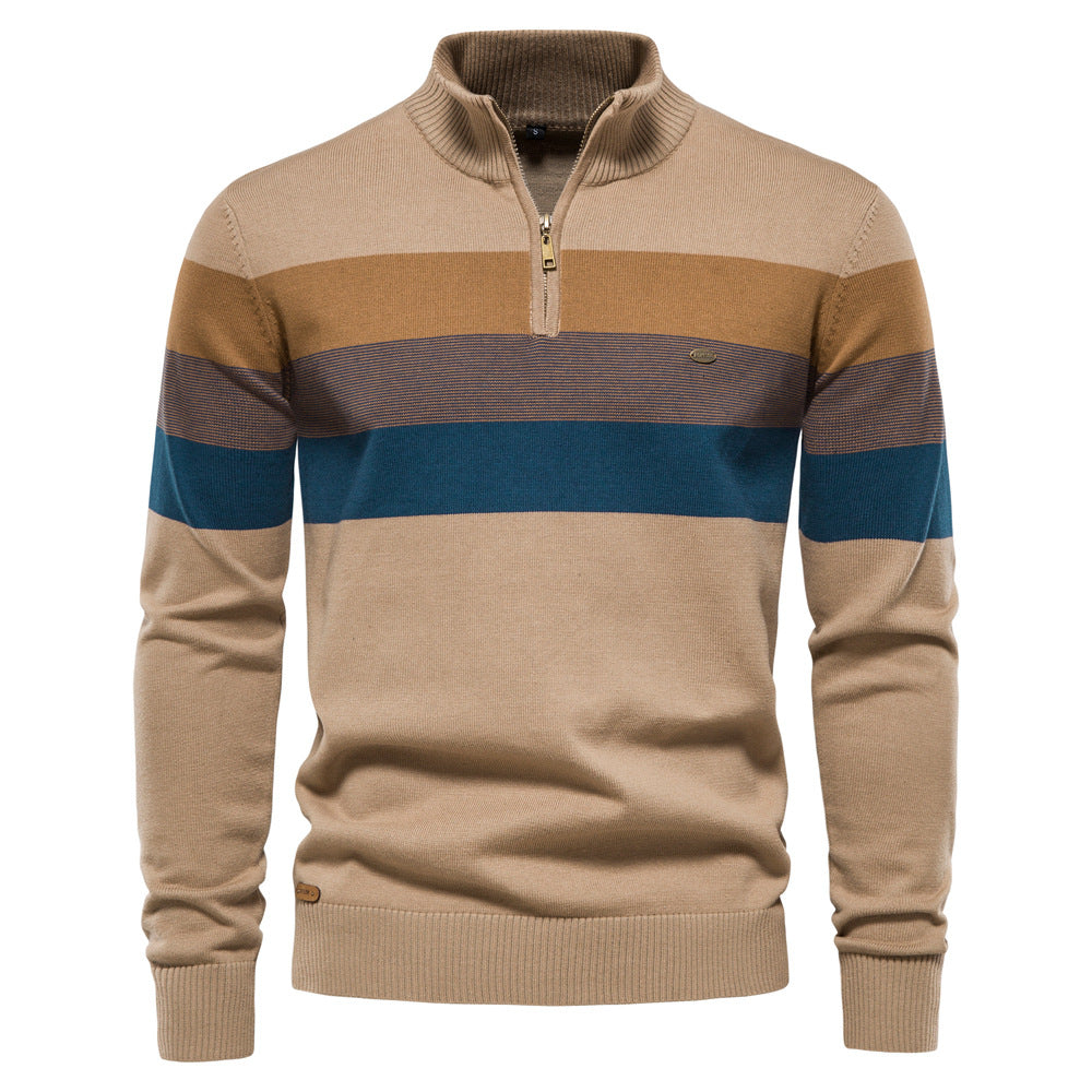 Men's Cotton Half-Zip Sweater – fabric detail view | Hensley London