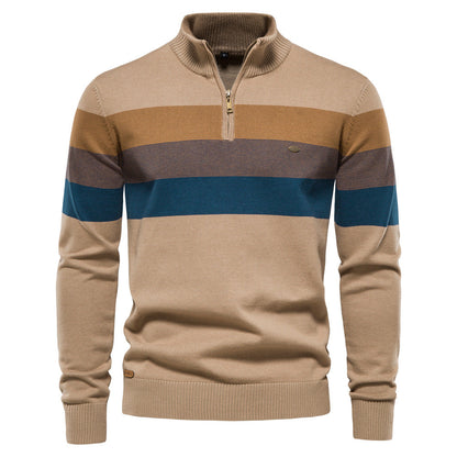 Men's Cotton Half-Zip Sweater – fabric detail view | Hensley London