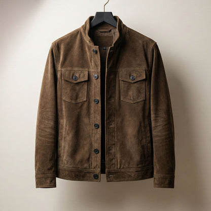 Men's Suede Field Jacket - front view | Hensley London