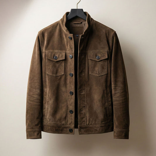 Men's Suede Field Jacket - front view | Hensley London
