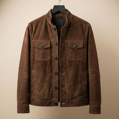 Men's Suede Field Jacket - side view | Hensley London