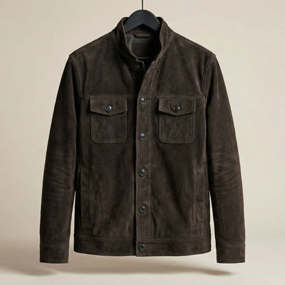 Men's Suede Field Jacket - detail view | Hensley London