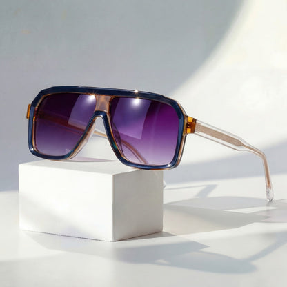 Women's Retro Gradient Sunglasses in Indigo – front view | Hensley London